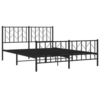 vidaXL Bedframe met hoofd- en voeteneinde metaal zwart 150x200 cm