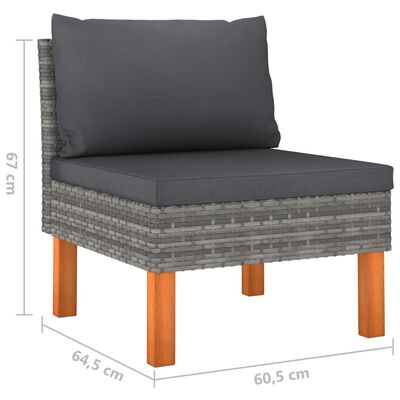 vidaXL 4-delige Loungeset met kussens poly rattan grijs