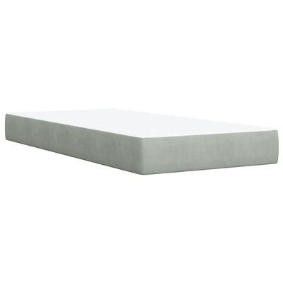 vidaXL Boxspring met matras fluweel lichtgrijs 90x190 cm