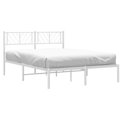 vidaXL Bedframe met hoofdbord metaal wit 140x190 cm