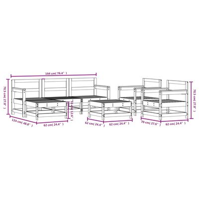 vidaXL 7-delige Loungeset massief grenenhout wit