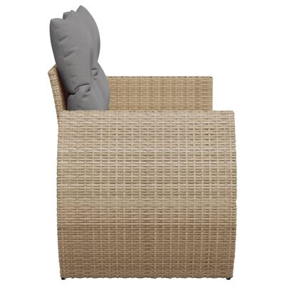 vidaXL Tuinbank 2-zits met kussens poly rattan beige