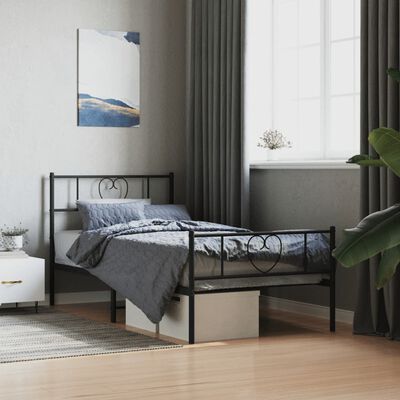 vidaXL Bedframe met hoofd- en voeteneinde metaal zwart 90x190 cm