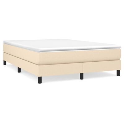 vidaXL Boxspring met matras stof crèmekleurig 140x190 cm