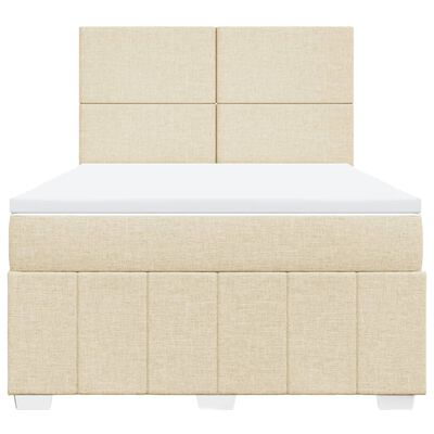 vidaXL Boxspring met matras stof crèmekleurig 160x200 cm