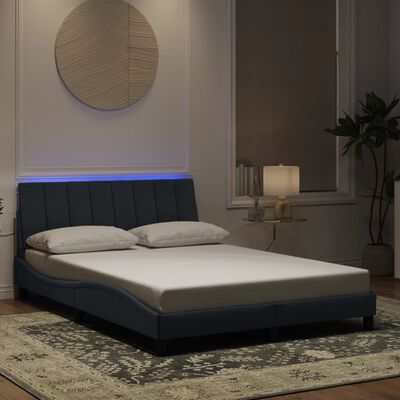 vidaXL Bedframe met LED-verlichting fluweel donkergrijs 120x200 cm