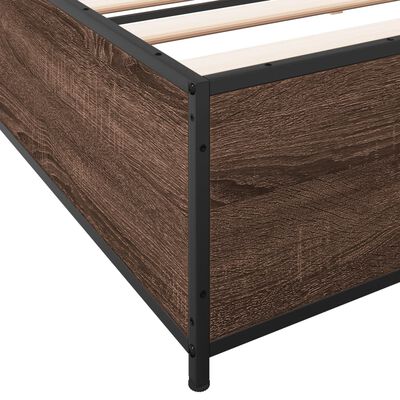 vidaXL Bedframe bewerkt hout metaal bruin eikenkleur 160x200 cm