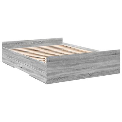 vidaXL Bedframe met lades bewerkt hout grijs sonoma eiken 140x190 cm