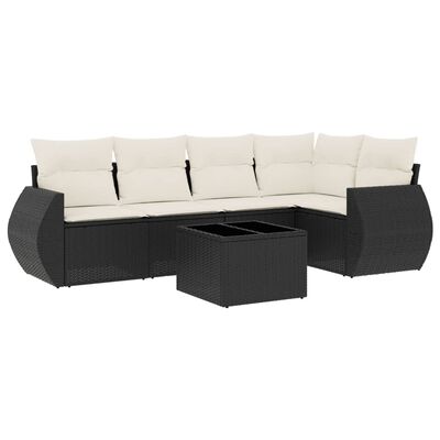 vidaXL 6-delige Loungeset met kussens poly rattan zwart