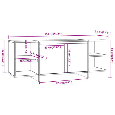 vidaXL Tv-meubel 130x35x50 cm bewerkt hout zwart