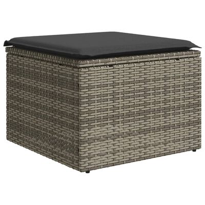 vidaXL 10-delige Loungeset met kussens poly rattan grijs