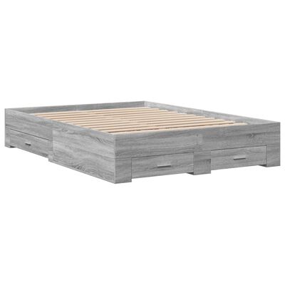 vidaXL Bedframe met lades bewerkt hout grijs sonoma eiken 140x190 cm