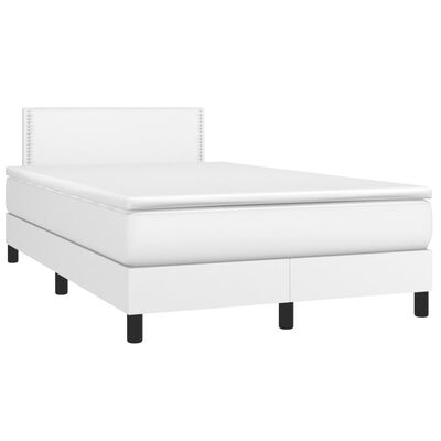 vidaXL Boxspring met matras en LED kunstleer wit 120x200 cm