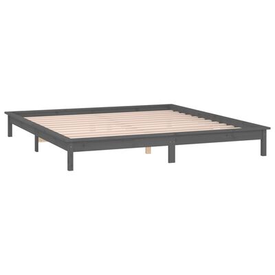 vidaXL Bedframe LED massief hout grijs 180x200 cm