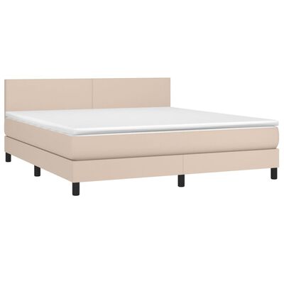 vidaXL Boxspring met matras kunstleer cappuccinokleurig 180x200 cm