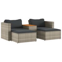 vidaXL 5-delige Loungeset met kussens poly rattan acacia grijs