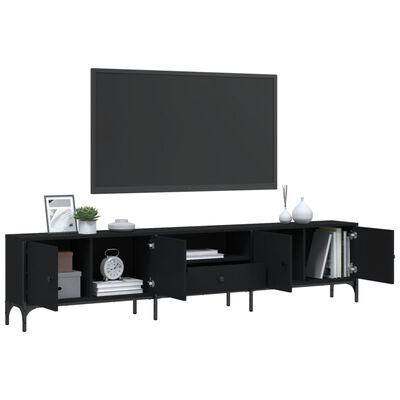 vidaXL Tv-meubel met lade 200x25x44 cm bewerkt hout zwart