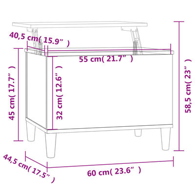 vidaXL Salontafel 60x44,5x45 cm bewerkt hout gerookt eikenkleurig