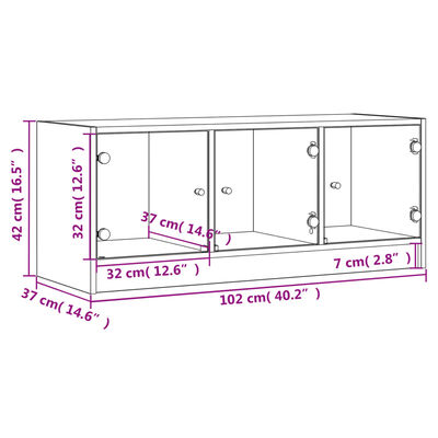 vidaXL Tv-meubel met glazen deuren 102x37x42 cm grijs sonoma eiken