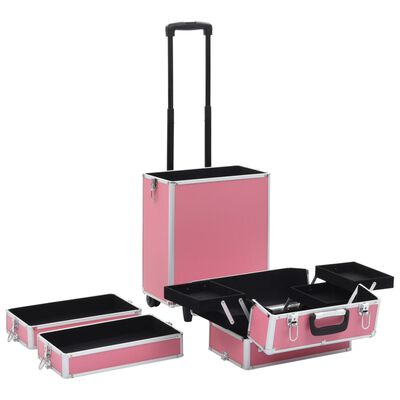 vidaXL Make-up trolley aluminium roze