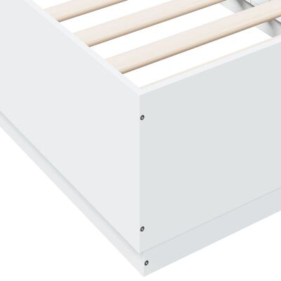 vidaXL Bedframe met LED-verlichting bewerkt hout wit 75x190 cm