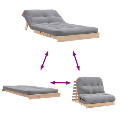 vidaXL Futon slaapbank met matras 100x206x11 cm massief grenenhout