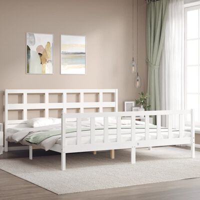 vidaXL Bedframe met hoofdbord massief hout wit 200x200 cm