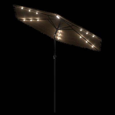 vidaXL Parasol met LED's en stalen paal 223x223x213 cm bruin