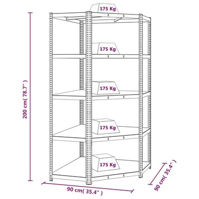 vidaXL Opbergrek 5-laags 3 st staal en bewerkt hout zilverkleurig