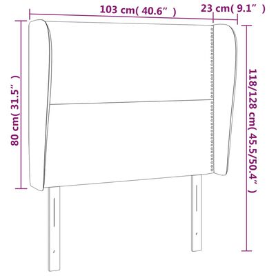 vidaXL Hoofdbord met randen 103x23x118/128cm kunstleer cappuccinokleur