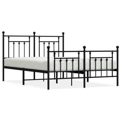 vidaXL Bedframe met hoofd- en voeteneinde metaal zwart 140x190 cm