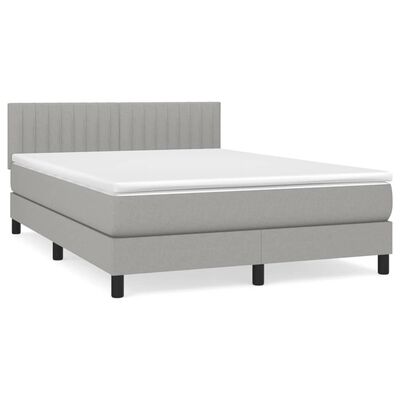 vidaXL Boxspring met matras stof lichtgrijs 140x190 cm