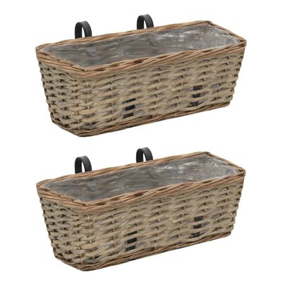 vidaXL Balkonbakken 2 st 40 cm wicker met PE-voering