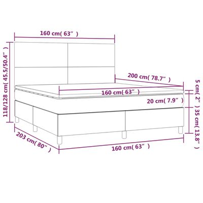 vidaXL Boxspring met matras en LED kunstleer wit 160x200 cm