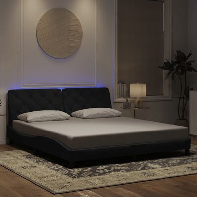 vidaXL Bedframe met LED-verlichting fluweel zwart 180x200 cm