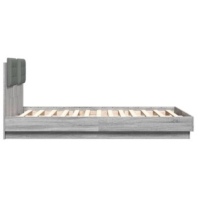 vidaXL Bedframe met hoofdeinde bewerkt hout grijs sonoma 140x190 cm