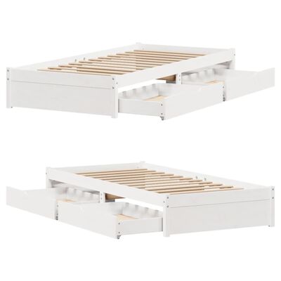 vidaXL Bedframe zonder matras massief grenenhout wit 90x200 cm