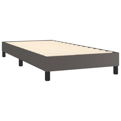 vidaXL Boxspring met matras kunstleer grijs 90x190 cm