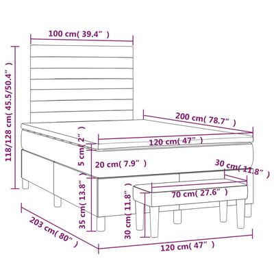 vidaXL Boxspring met matras stof zwart 120x200 cm