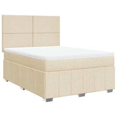 vidaXL Boxspring met matras stof crèmekleurig 160x200 cm