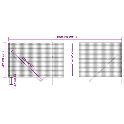 vidaXL Draadgaashek 1,8x10 m gegalvaniseerd staal groen