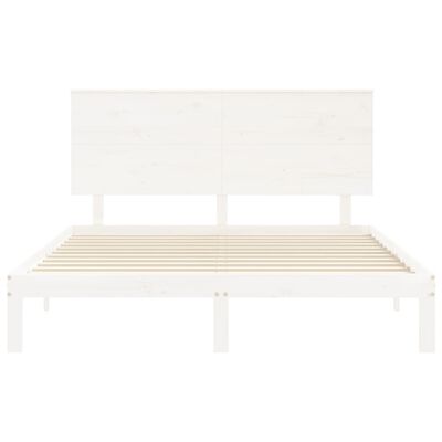 vidaXL Bedframe met hoofdbord massief hout wit