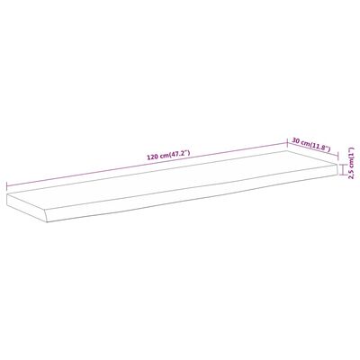 vidaXL Wandschap rechthoekig natuurlijke rand 120x30x2,5 cm acaciahout