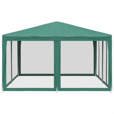 vidaXL Partytent met 8 mesh zijwanden 4x4 m HDPE groen