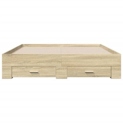 vidaXL Bedframe met lades bewerkt hout sonoma eikenkleurig 140x200 cm