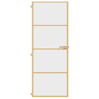 vidaXL Binnendeur smal 76x201,5 cm gehard glas en aluminium goudkleur