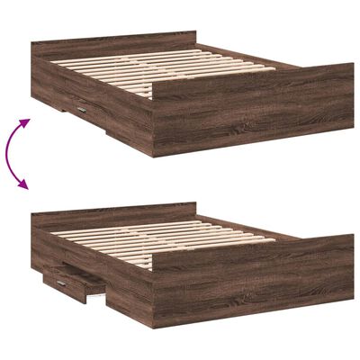 vidaXL Bedframe met lades bewerkt hout bruin eikenkleur 120x190 cm