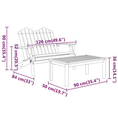 vidaXL 4-delige Loungeset Adirondack massief acaciahout