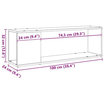 vidaXL Tv-meubel 100x24x32 cm bewerkt hout oud houtkleurig