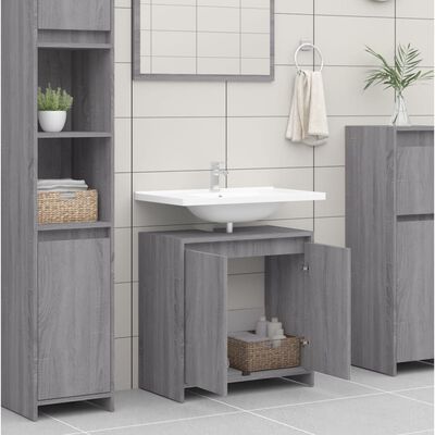 vidaXL Badkamerkast 60x33x61 cm bewerkt hout grijs sonoma eikenkleurig